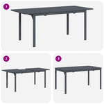 Terrassebord Antrasitt 180 X 80 X 74 Cm Pulverlakkert Stål