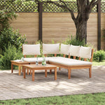 Hagesofa Set 4 Pcs Brun Og Krem
