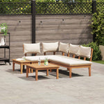 Hagesofa Set 4 Pcs Brun Og Krem