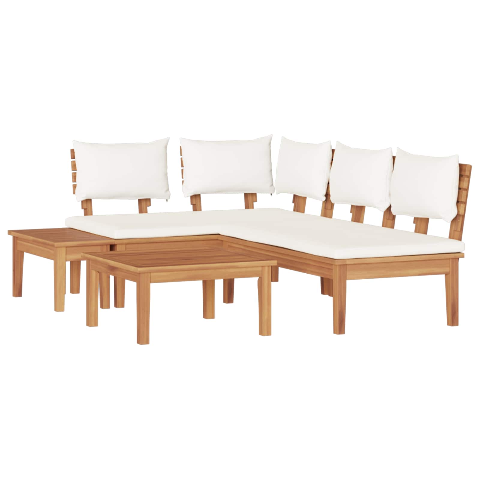 Hagesofa Set 4 Pcs Brun Og Krem