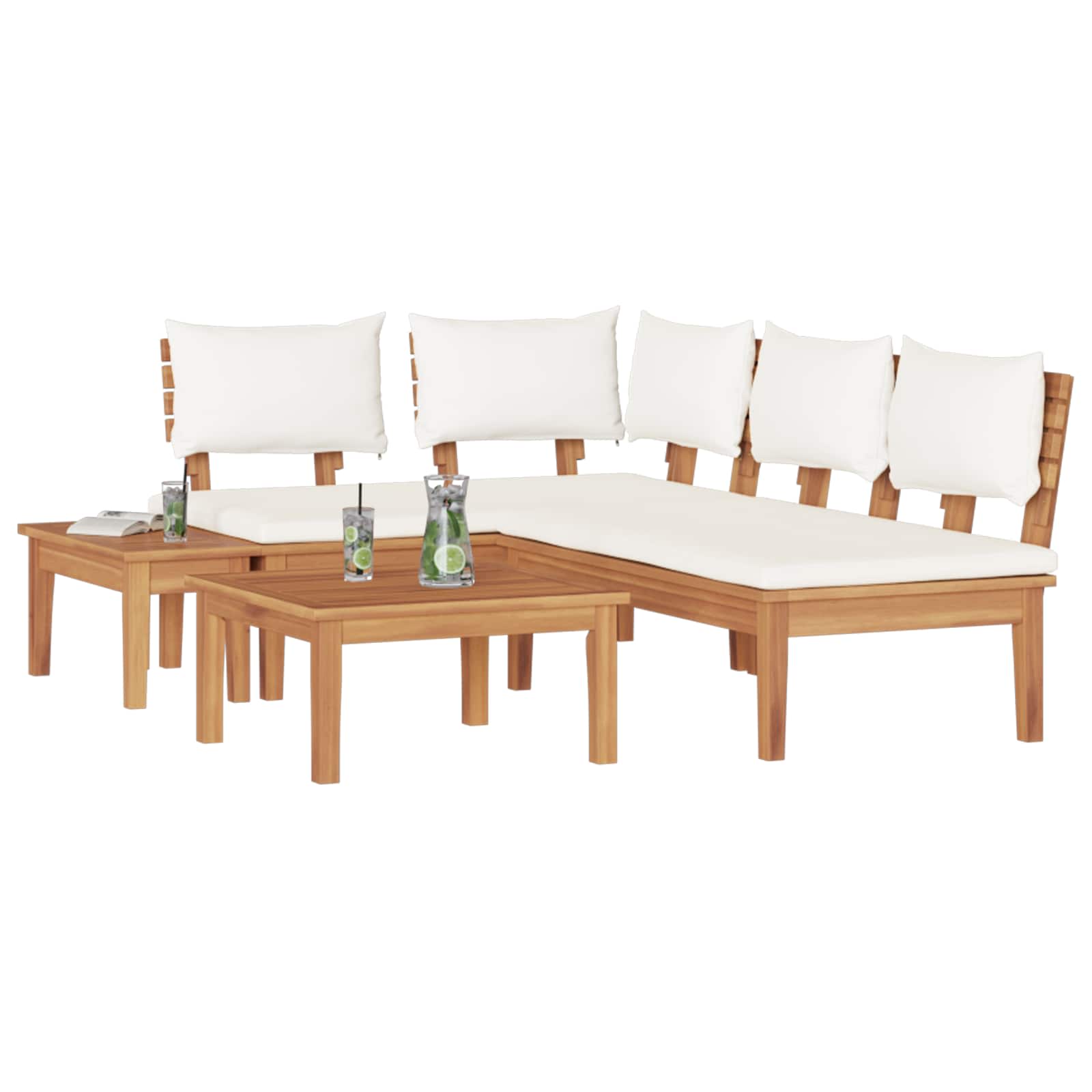 Hagesofa Set 4 Pcs Brun Og Krem