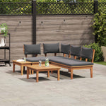 Hagesofa Set 4 Pcs Brun Og Grå