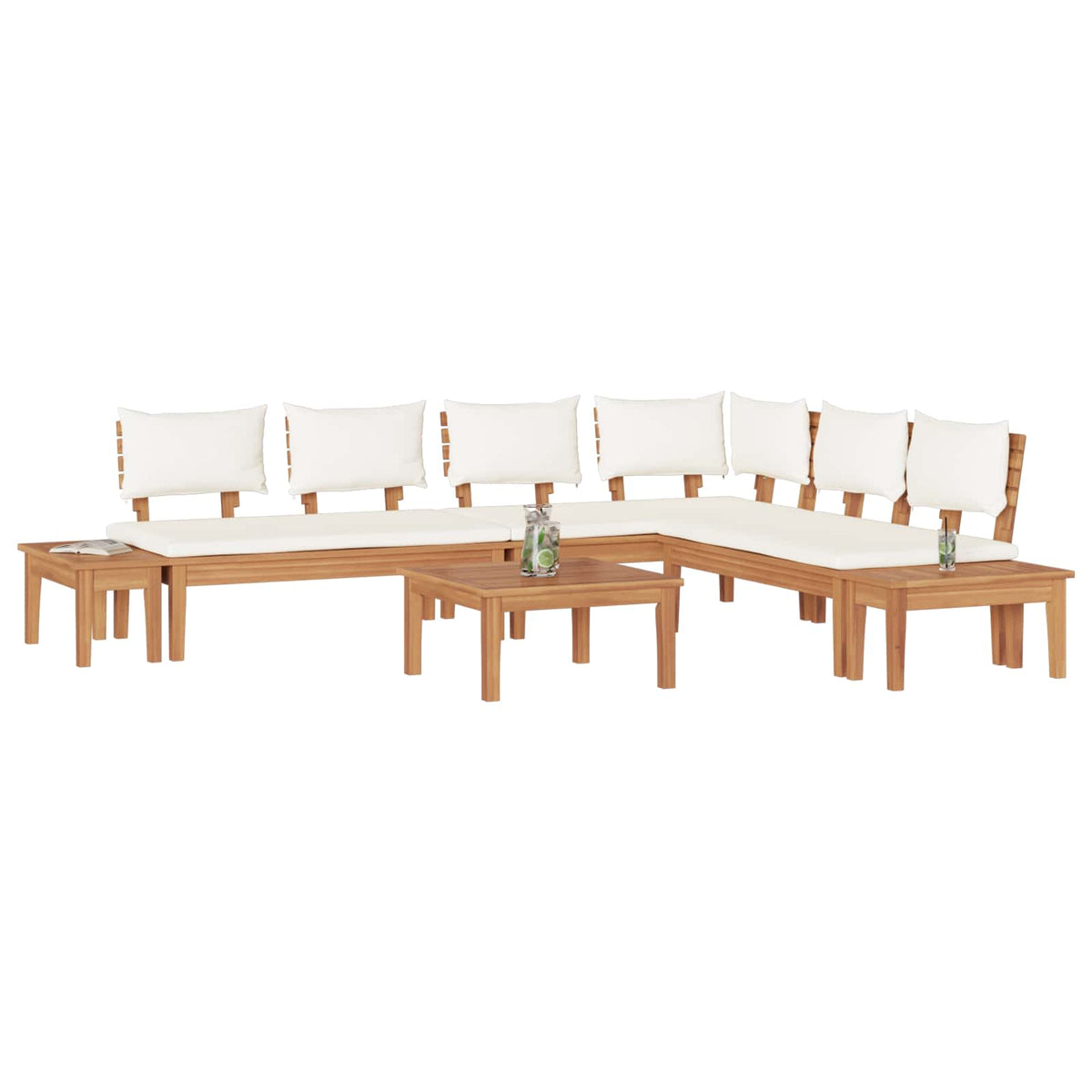 Hagesofa Set 4 Pcs Brun Og Krem