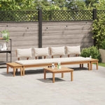 Hagesofa Set 5 Pcs Brun Og Krem