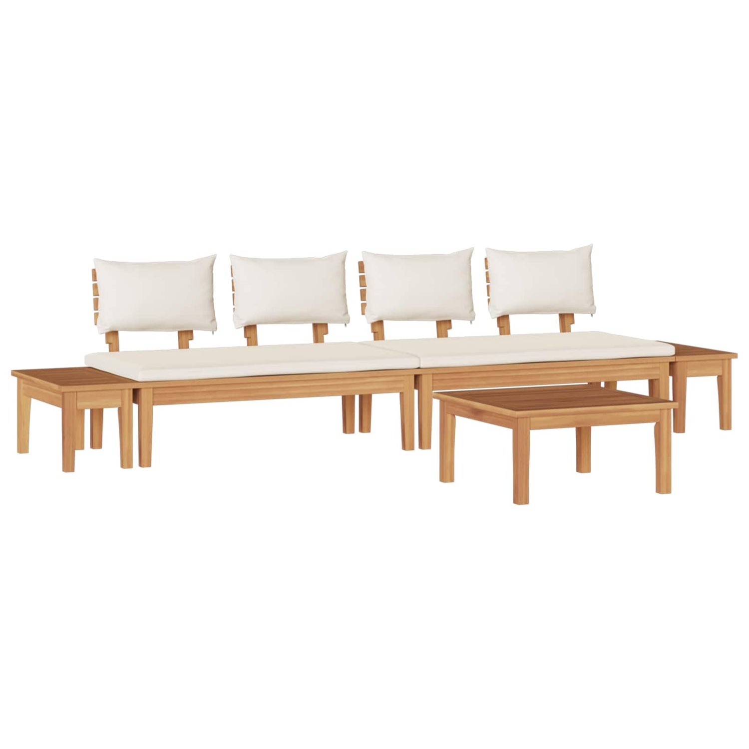 Hagesofa Set 5 Pcs Brun Og Krem