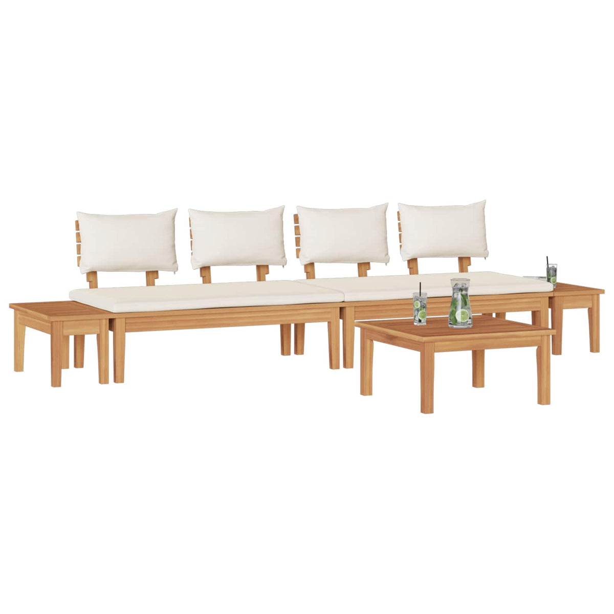 Hagesofa Set 5 Pcs Brun Og Krem