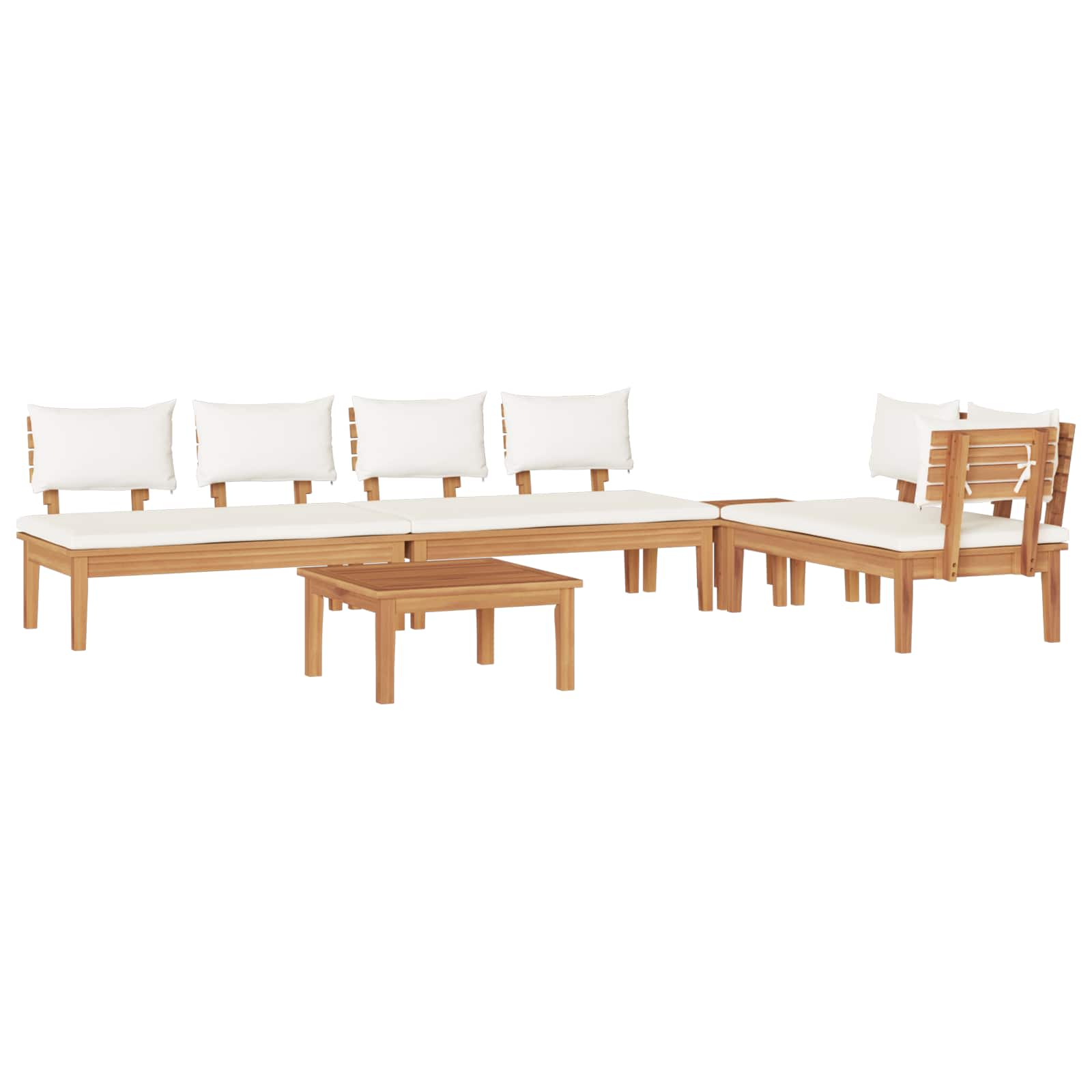 Hagesofa Set 5 Pcs Brun Og Krem