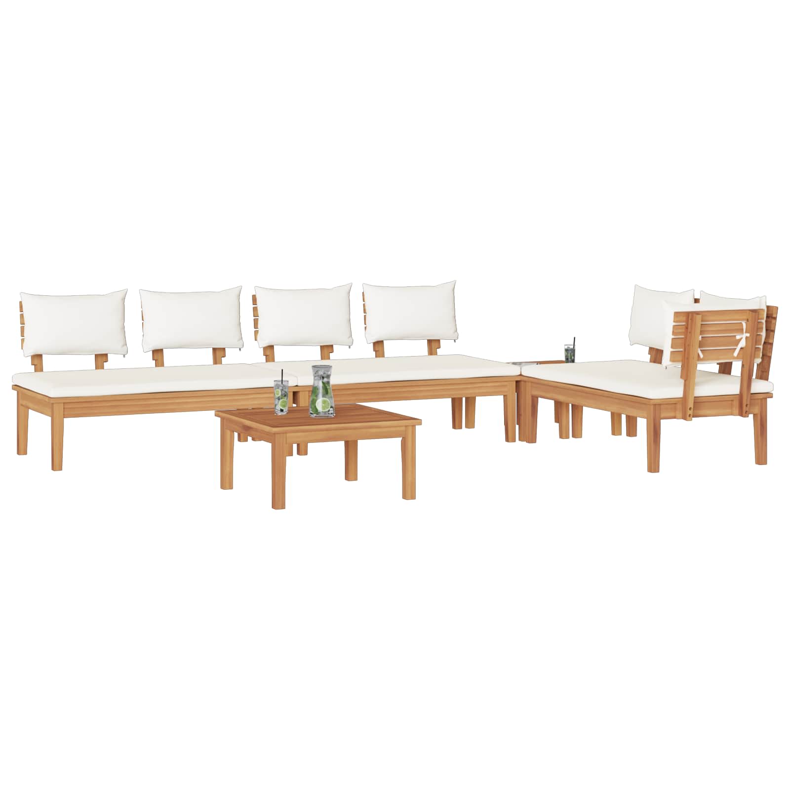 Hagesofa Set 5 Pcs Brun Og Krem