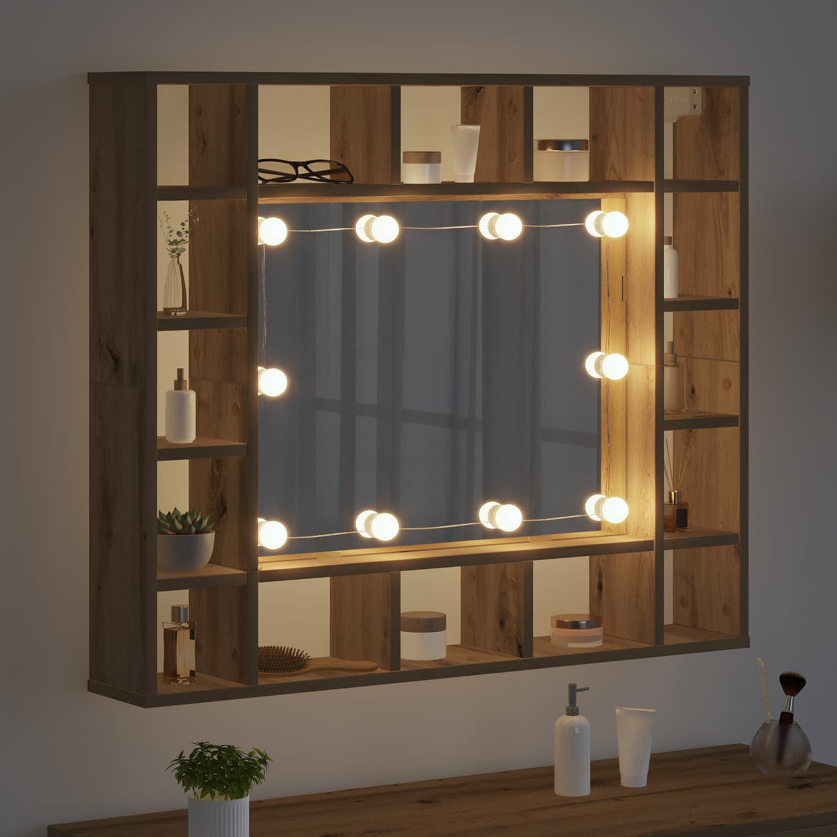 Speillamper Med Led -Stripelys Hvit 4,5 X 4,5 X 4,8 Cm Plast