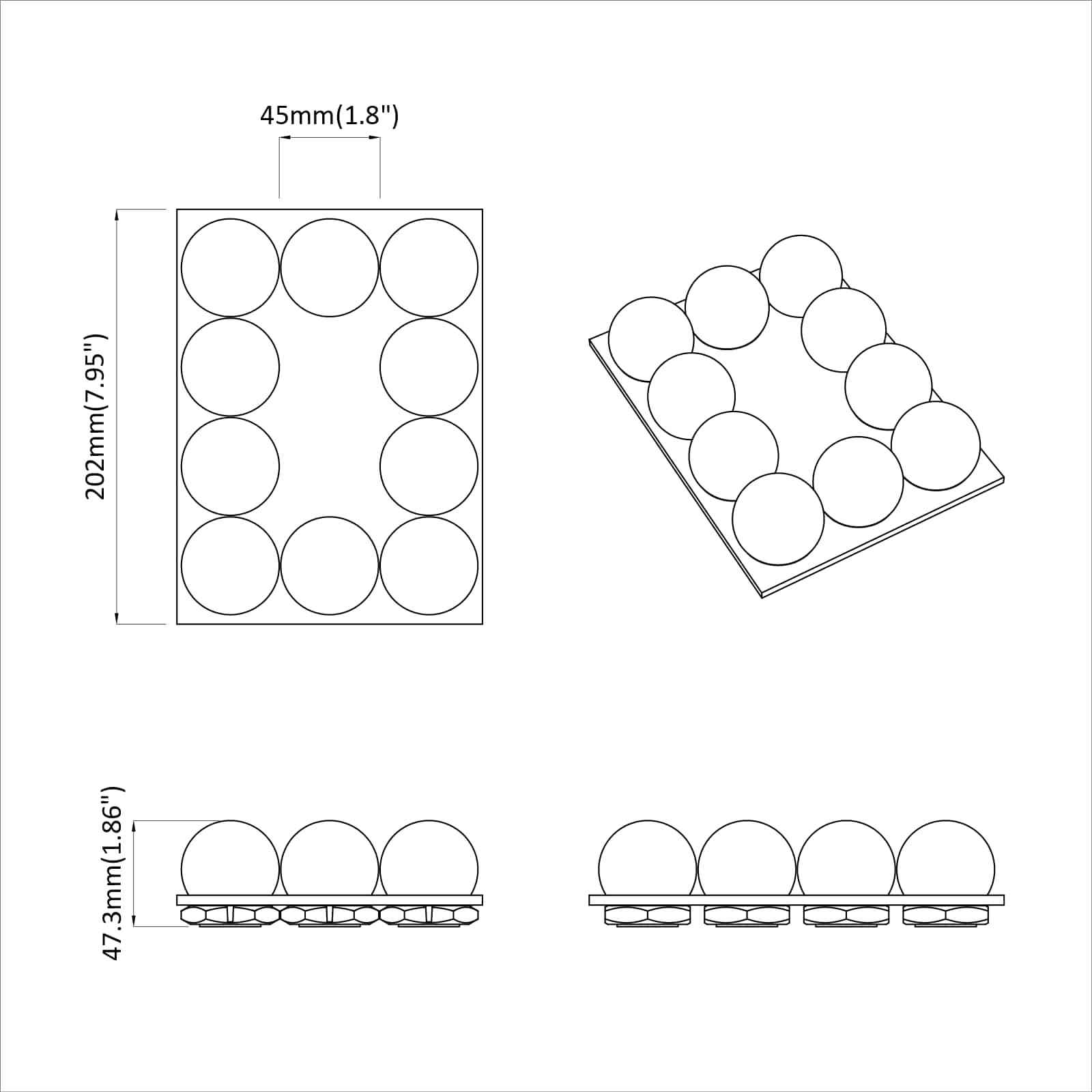 Speillamper Med Led -Stripelys Hvit 4,5 X 4,5 X 4,8 Cm Plast
