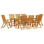 Hage Spisegruppe 9 Pcs Brun Solid Akasietre