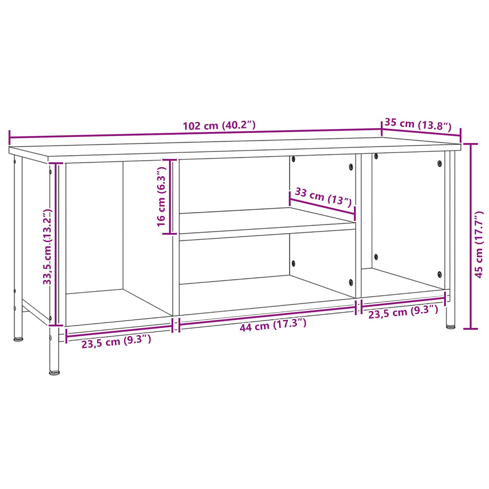Tv-Skap Svart Eik 102 X 35 X 45 Cm Konstruert Tre