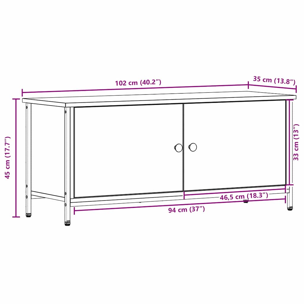 Tv-Skap Svart Eik 100 X 35 X 45 Cm Konstruert Tre