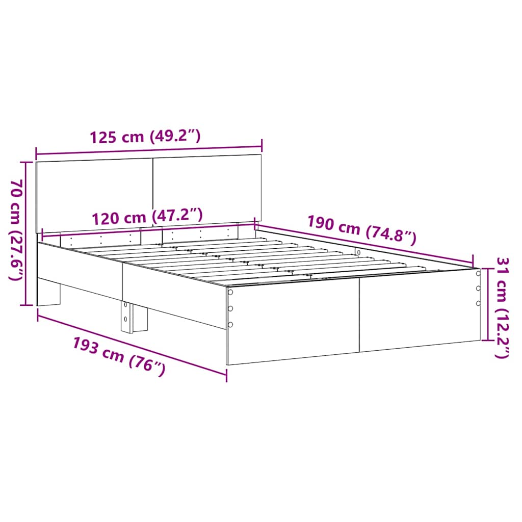 Sengestamme Svart Eik 193 X 125 X 70 Cm Konstruert Tre