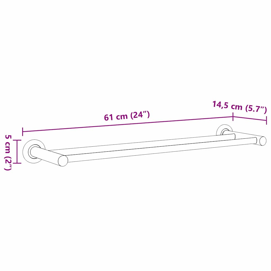 Håndkle Rack Svart 61 X 14.5 X 5 Cm Rustfritt Stål