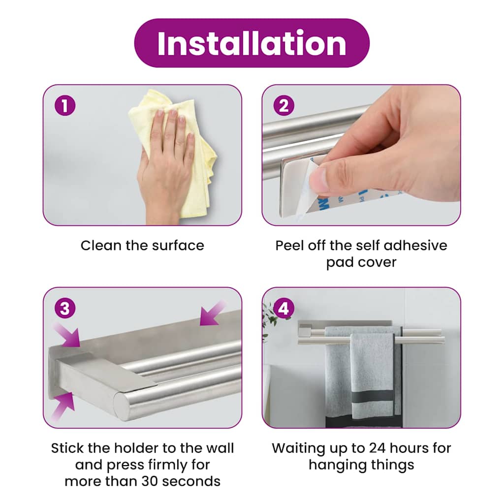 Håndkle Rack Sølv 40 X 9 X 4 Cm Rustfritt Stål