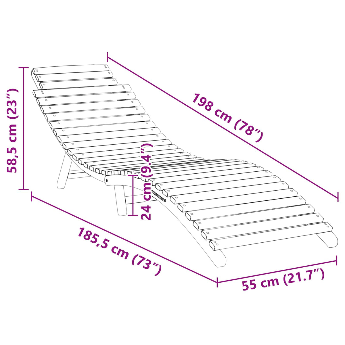 Solstol Brun 198 X 55 X 58,5 Cm Massivt Teaktre