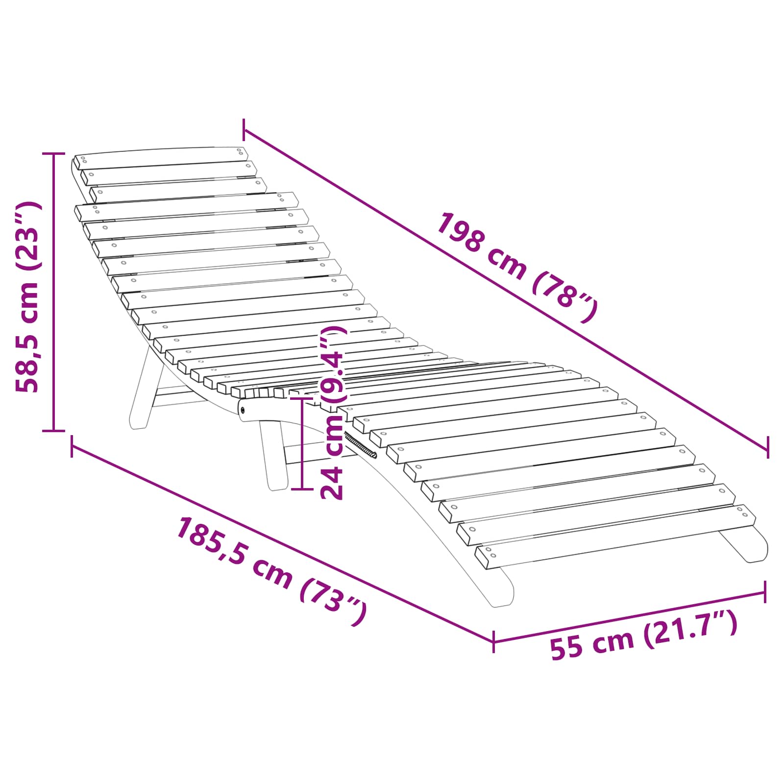Solstol Brun 198 X 55 X 58,5 Cm Massivt Teaktre