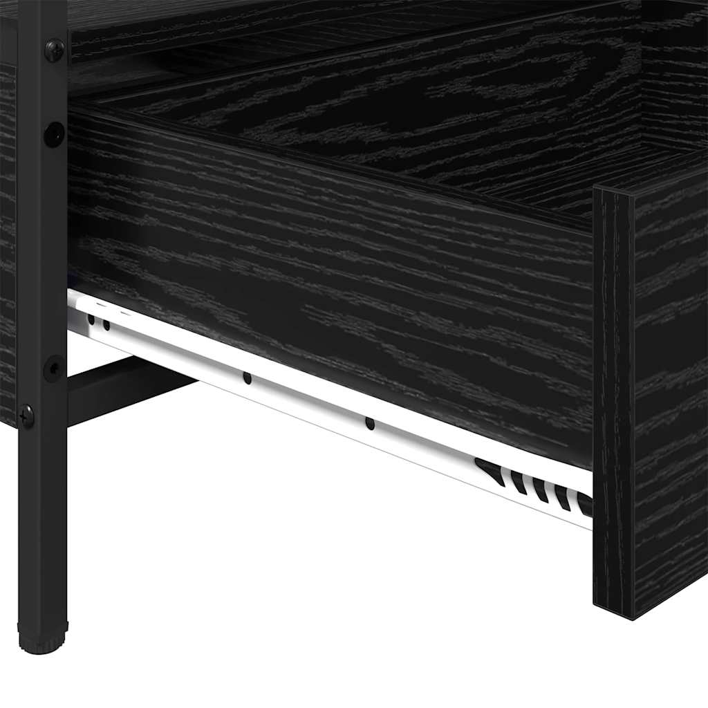 Kaffebord With Drawer Svart Eik 100 X 51 X 45 Cm Konstruert Tre