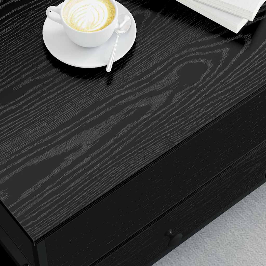 Kaffebord With Drawer Svart Eik 100 X 51 X 45 Cm Konstruert Tre