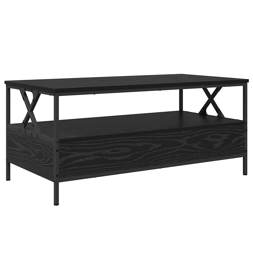 Kaffebord With Drawer Svart Eik 100 X 51 X 45 Cm Konstruert Tre
