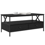 Kaffebord With Drawer Svart Eik 100 X 51 X 45 Cm Konstruert Tre