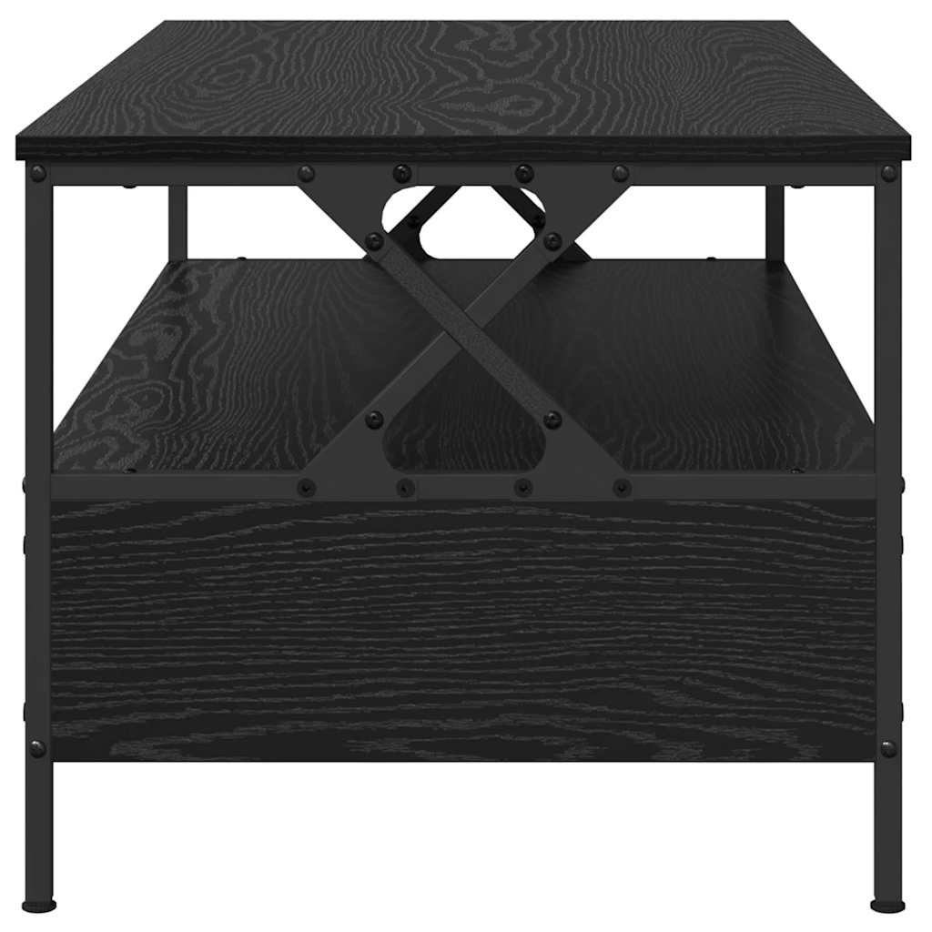 Kaffebord With Drawer Svart Eik 100 X 51 X 45 Cm Konstruert Tre