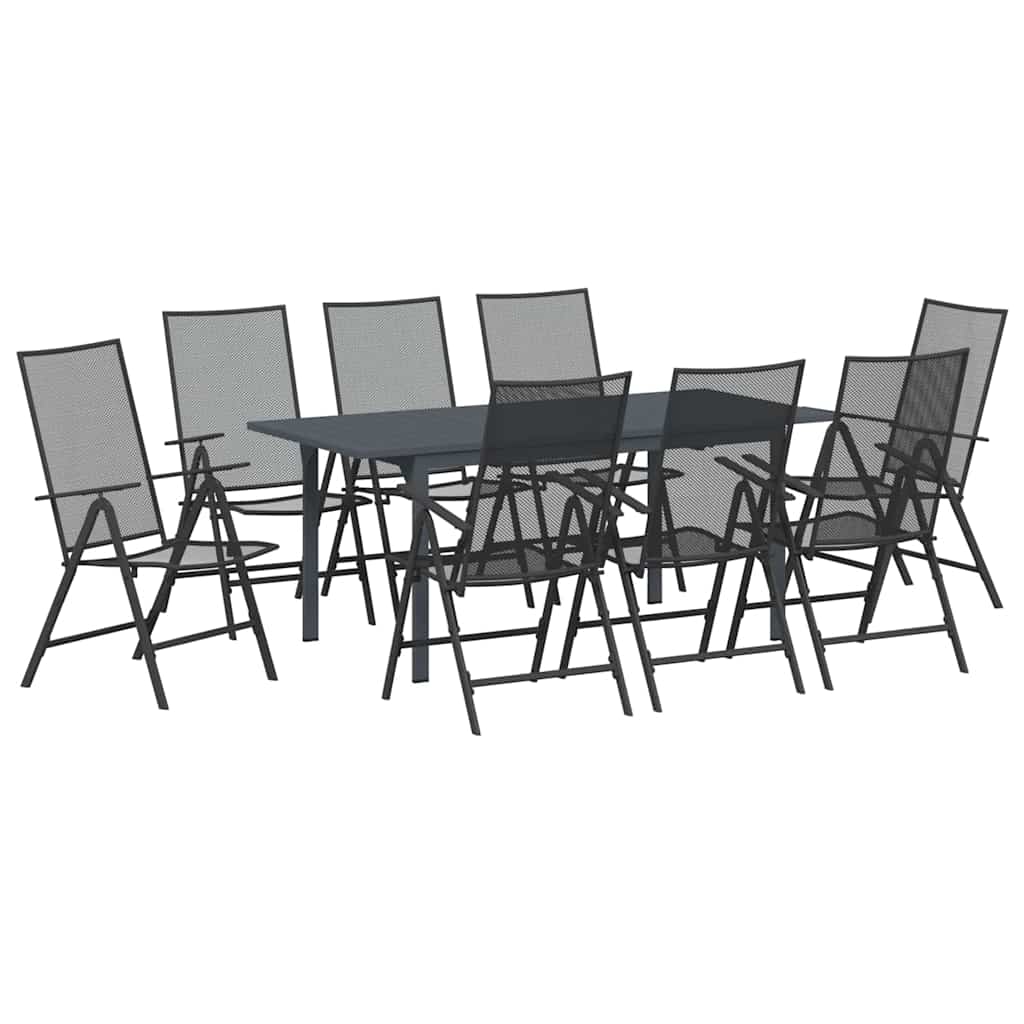 Hage Spisegruppe 9 Pcs Antrasitt Pulverlakkert Stål