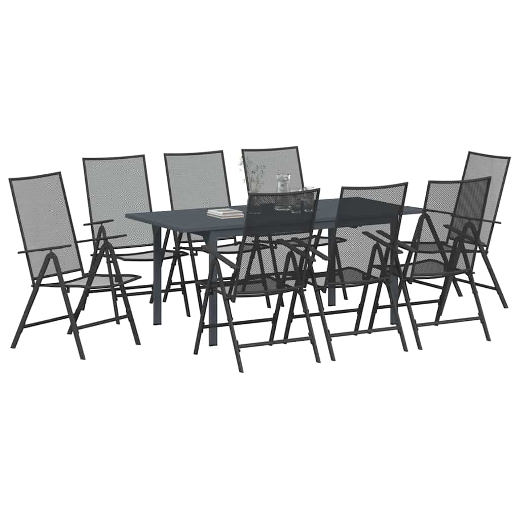 Hage Spisegruppe 9 Pcs Antrasitt Pulverlakkert Stål