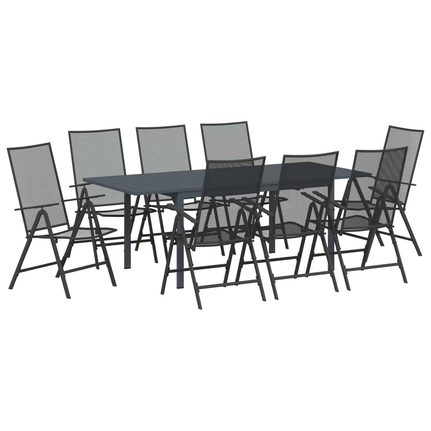 Hage Spisegruppe 9 Pcs Antrasitt Stål