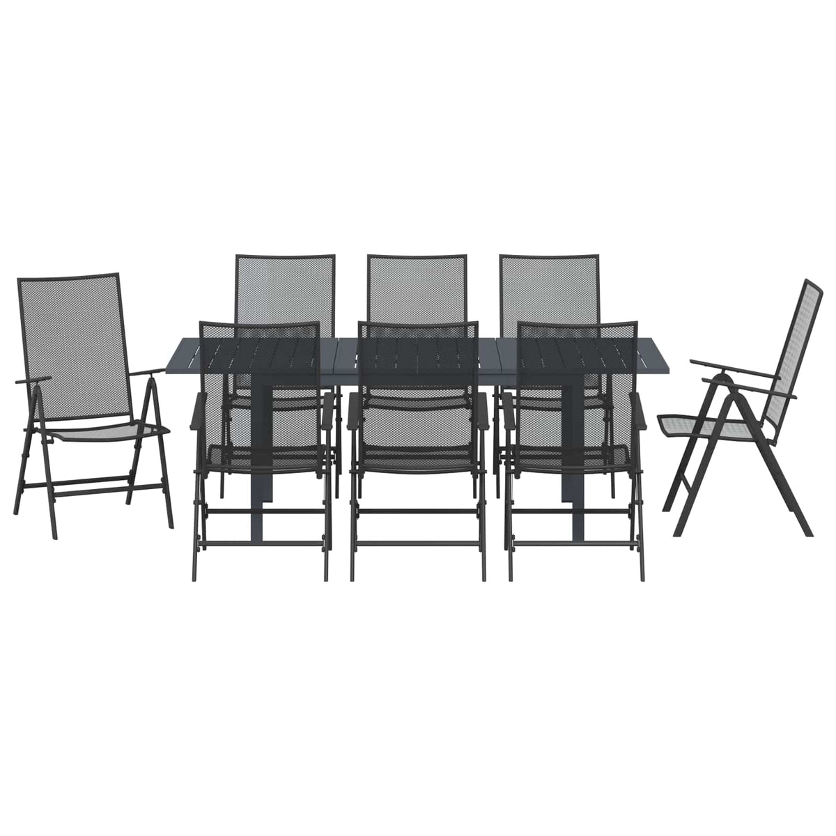 Hage Spisegruppe 9 Pcs Antrasitt Stål