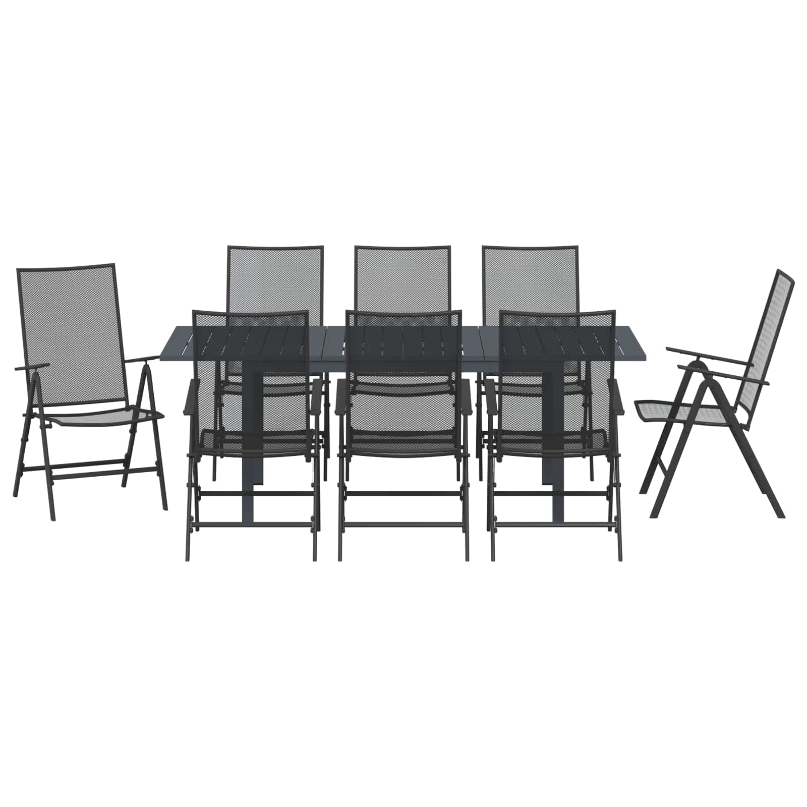 Hage Spisegruppe 9 Pcs Antrasitt Stål