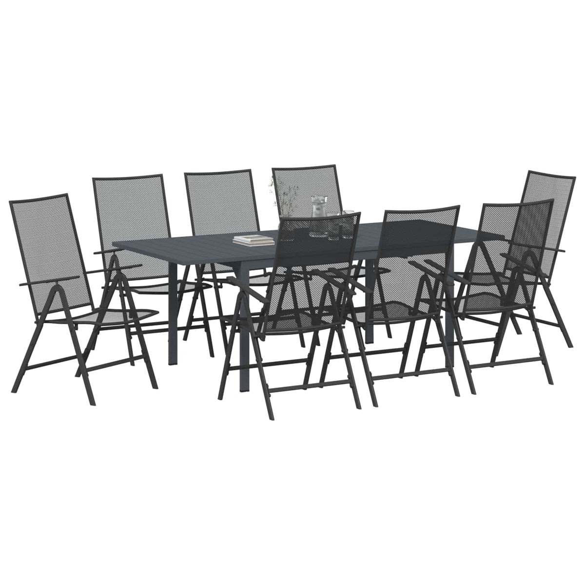 Hage Spisegruppe 9 Pcs Antrasitt Stål