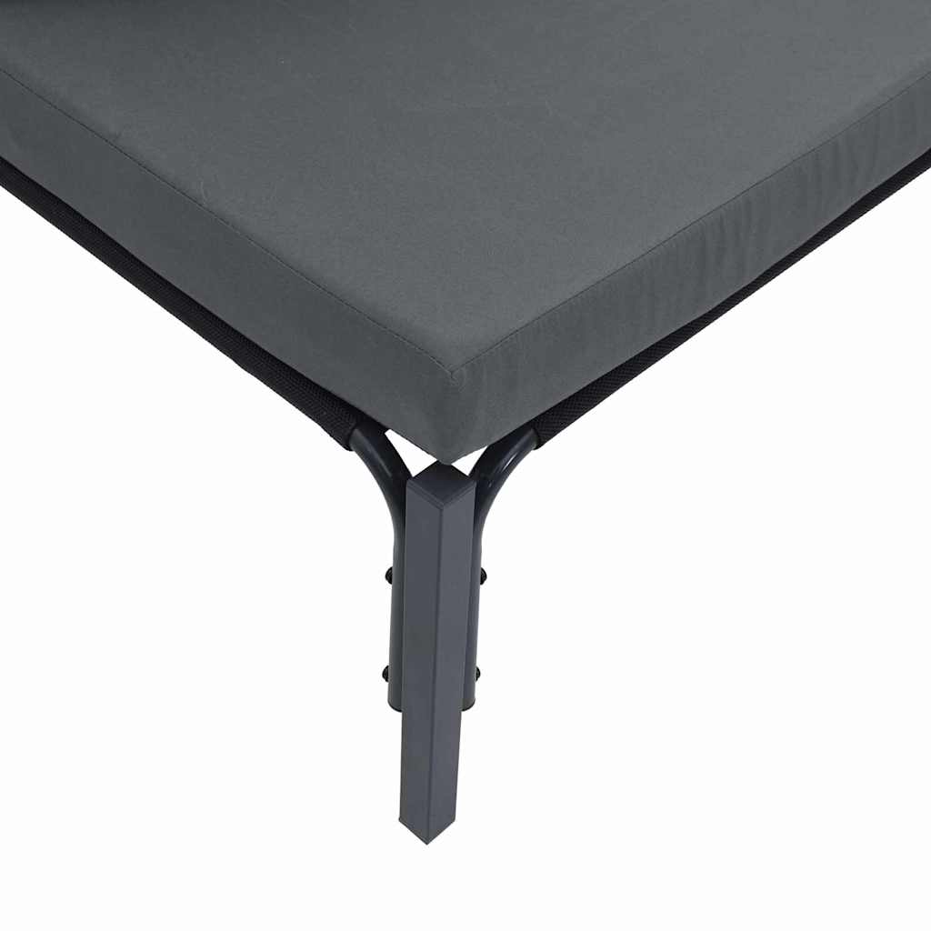 Hagesofa Set Med Pute 3 Pcs Svart Stål