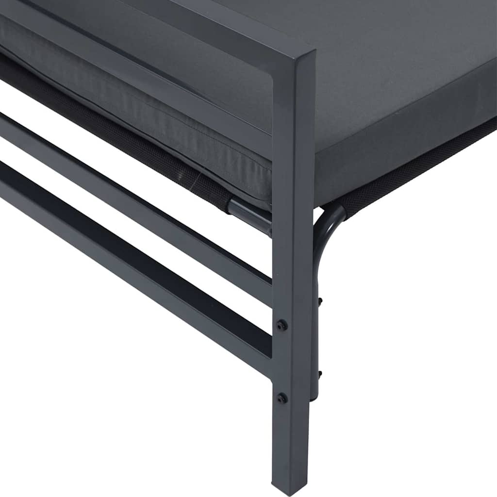 Hagesofa Set Med Pute 3 Pcs Svart Stål