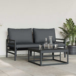 Hagesofa Set Med Pute 3 Pcs Svart Stål