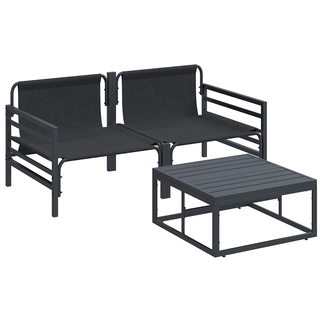 Hagesofa Set Med Pute 3 Pcs Svart Stål
