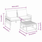 Hagesofa Set Med Pute 3 Pcs Svart Stål