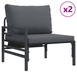 Hagesofa Set Med Pute 3 Pcs Svart Stål