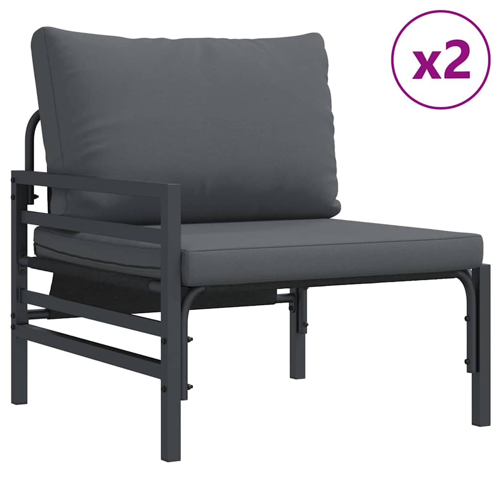 Hagesofa Set Med Pute 3 Pcs Svart Stål