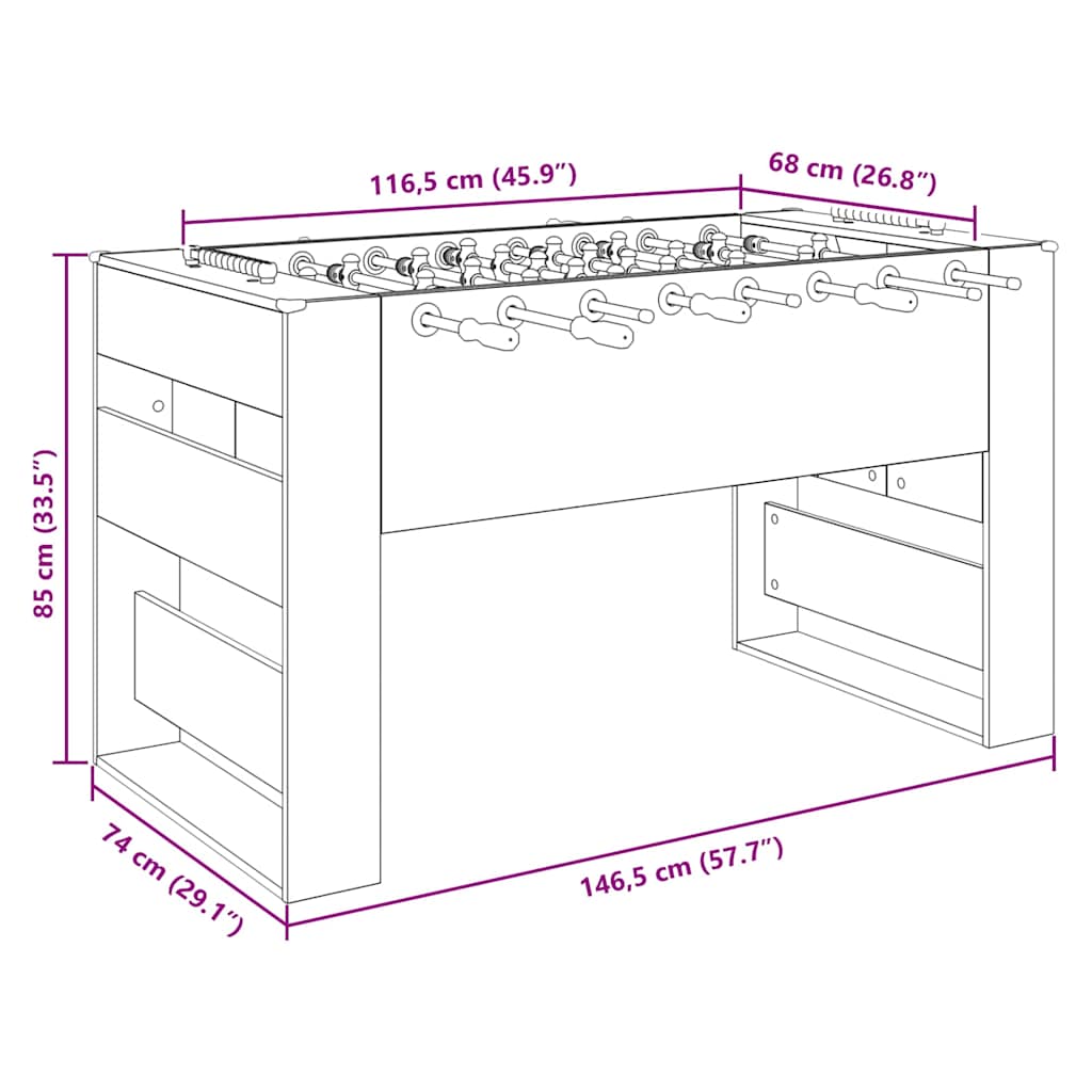 Fotballbord 2 Pcs Betonggrå 146,5 X 74 X 85 Cm Konstruert Tre
