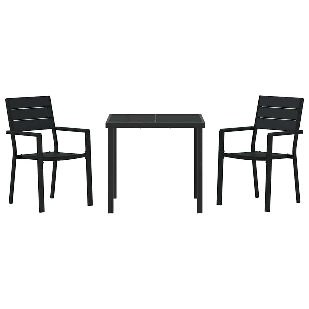 Hage Spisegruppe 3 Pcs Svart Pulverlakkert Stål