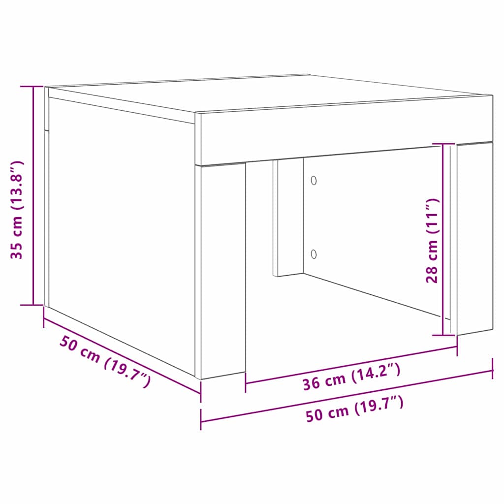 Kaffebord Svart Eik 50 X 50 X 35 Cm Konstruert Tre