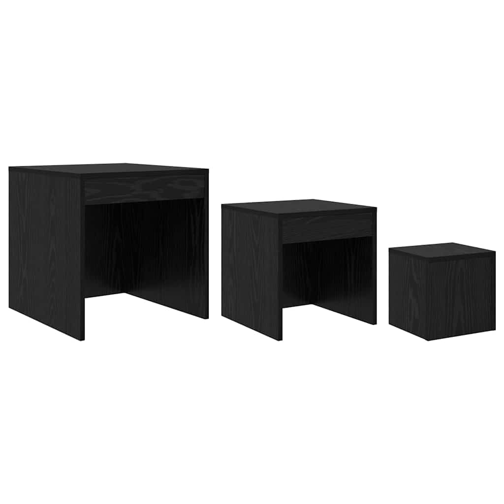Salongbord Annet 3 Pcs Svart Eik Konstruert Tre