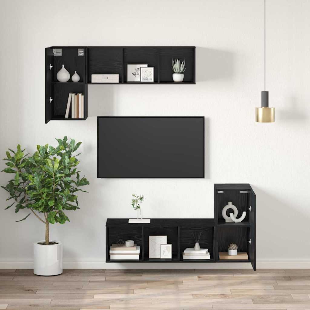 Vegghylle For Tv Svart Eik 30,5 X 30 X 60 Cm Konstruert Tre
