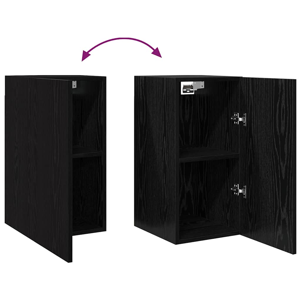 Vegghylle For Tv Svart Eik 30,5 X 30 X 60 Cm Konstruert Tre