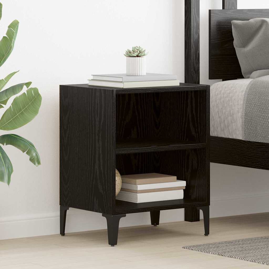Nattbordskap Svart Eik 40 X 30 X 50 Cm Konstruert Tre