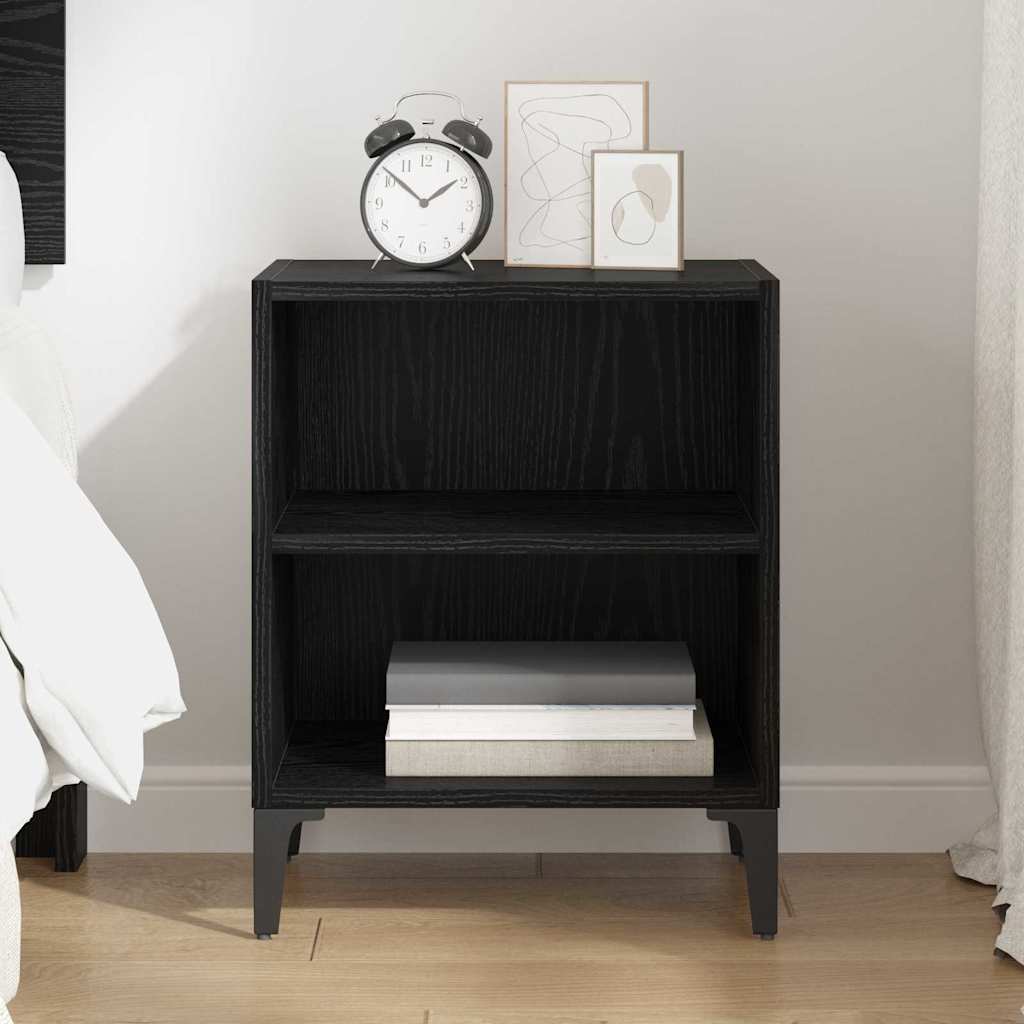 Nattbordskap Svart Eik 40 X 30 X 50 Cm Konstruert Tre