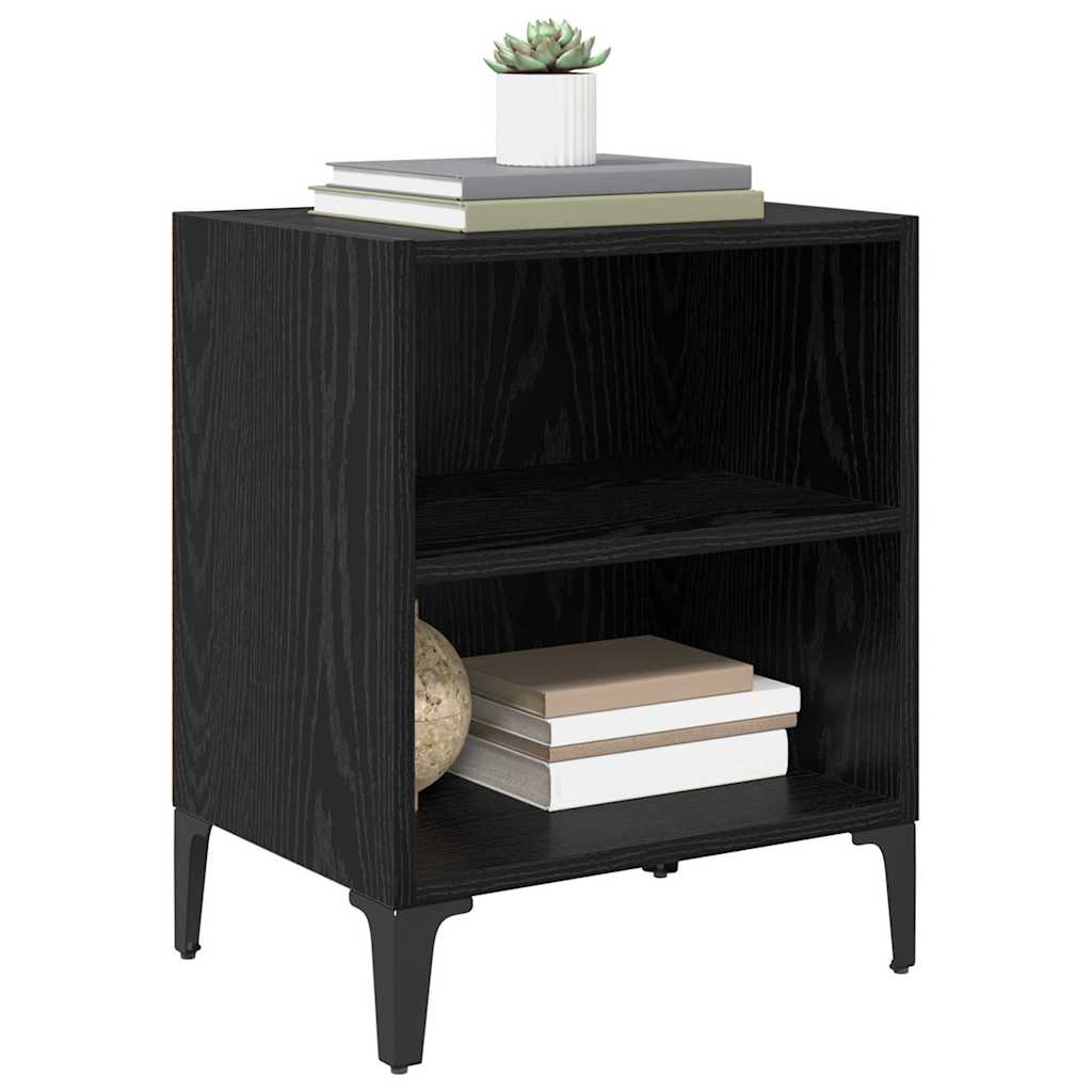 Nattbordskap Svart Eik 40 X 30 X 50 Cm Konstruert Tre