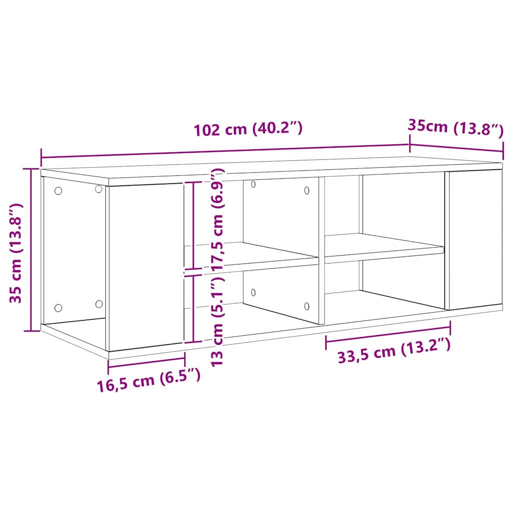 Tv-Benksett Artisan Eik 102 X 35 X 35 Cm Konstruert Tre